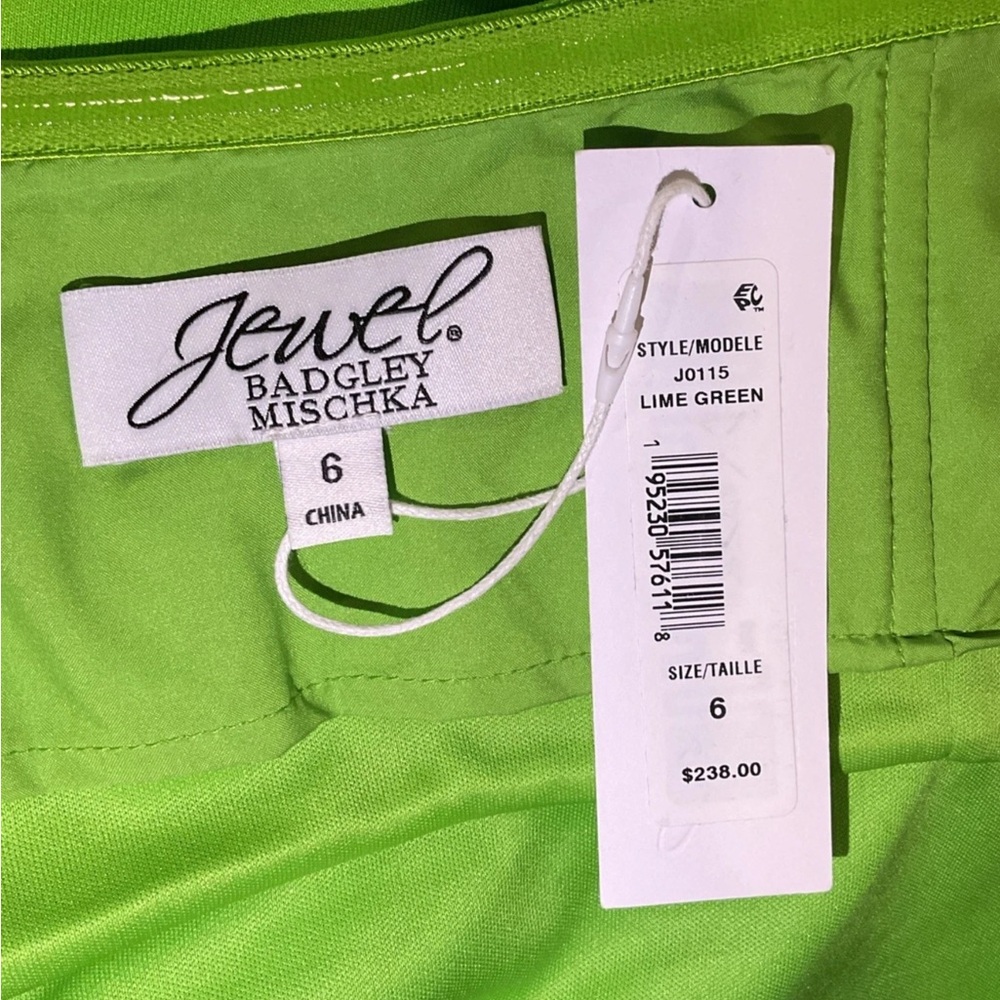 Badgley Mischka Strapless High-Slit Dress In Lime Green Sz 6 NWT - Picture 10 of 11